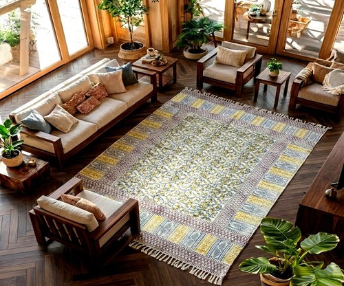 Tapis rectangulaire 100 coton - tapis,