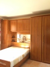 chambre pont couleur merisier - meuble 3 colonnes avec tiroirs - lit 140x190