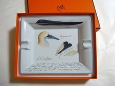 Cendrier Hermès oiseau fous de Bassan porcelaine bleue L20cmxH16cmxP4cm...