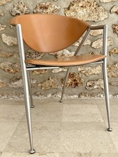 ANCIEN PETIT FAUTEUIL ITALIEN EN CUIR VINTAGE DESIGN DE MARQUE CALLIGARIS