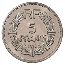 France - 5 francs 1935 Lavrillier - SPL/FDC - nickel - F.336/4 Gad.760 - monnaie