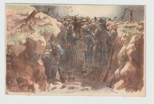 Par GABARD . Le poste d'écoute. Poilus dans les tranchées CPA 5401