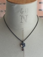 Collier Argent Massif 925 Perle de Tahiti & Or - 10,2 g - 42,5 cm Bijoux Vintage