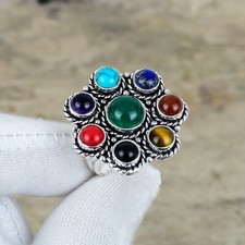 Rare Multi Gemme Bague 925