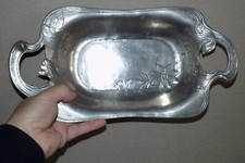 ANCIEN PLAT EN ÉTAIN ZINN E.P.U EUROPE DECOR DE FLEURS ART NOUVEAU