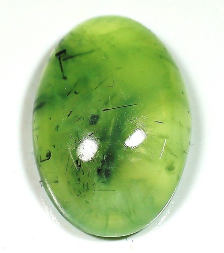 Cabochon ovale préhnite vert