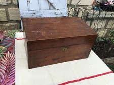 Jolie Boîte coffret Ancien Bois Massif  19ème  Coffret À Bijoux Couture courrier