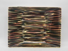 plat à asperges multicolore en faïence de Saint-Clément années 50 25cmx33cm