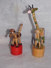 Jouet ancien en bois VACHE ET