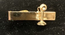  Vintage Candlestick Telephone Phone Tie Clip Bar gold tone 1-3/4" long