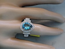 14k Solide or Jaune Bleu London Topaze et Naturel Diamants Bague