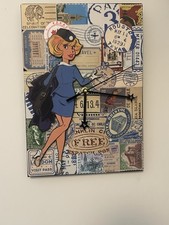 Natacha Horloge Pendulette murale 21 x 29,7 cm Exemplaire Unique