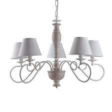 Lustre Contemporain Shabby Chic Taupe Et Blanc 5 Lumières Luxury Lgt 053