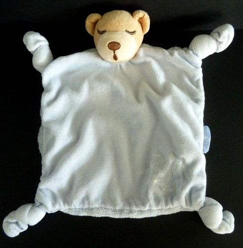 Doudou plat kaloo ours bleu - plat,