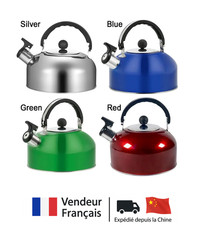 Bouilloire Sifflet Inox 2L Gaz Feux Plaque Electrique Bouillir Eau Théière 18cm