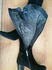 Bottes hautes femme en daim