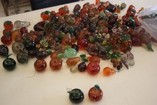 2 grosses pampilles fruit Murano 45 mm lustre lampe applique  verte et ambre