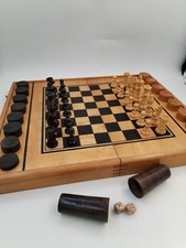 Grand Coffret Bois Jeux D'échecs Backgammon Tric Trac Jacquet Staunton Set...