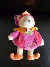 u6- DOUDOU ET COMPAGNIE OURS INDIDOUS rose orange rouge cape attache têtine 