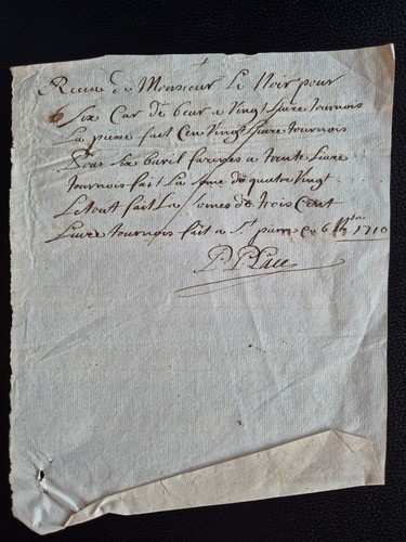 Manuscrit 1710 reçu noir - manuscrit,