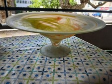 Coupe à  fruits  sur  piédouche  en pâte  de  verre 30 X 13 cm