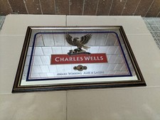 Cadre À Miroir Publicitaire Vintage de Collection Bière Charles Wells 1876
