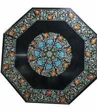 36 " Marbre Dîner Table Haut Demi Précieux Pierres Floral Art Inlay Handmade