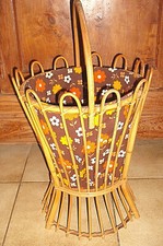 Travailleuse tricot couture en rotin vintage