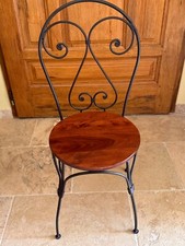6 chaises structure fer forgé , assise en bois massif 