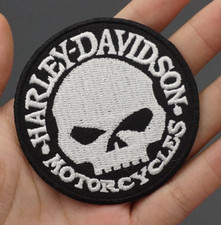 Patch HARLEY DAVIDSON SKULL écusson 7 cm diamètre BIKER  noir blanc ?️