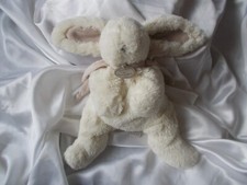 Doudou lapin blanc fourrure écharpe beige, Doudou et compagnie (cie) Réf  DC1243