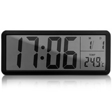 Horloge murale numérique : affichage LED avec date température, pour salon,