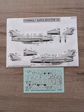 Décalcomanies Maquette Avion 1:72 Dassault Super Mystère B2