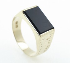Chevalière Hommes Onyx 585 or Jaune 14 Carat Gr.63 5,1g