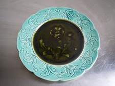 ASSIETTE FAIENCE RUBELLES SARREGUEMINES DECOR FLORAL CERAMIQUE MAJOLIQUE ANCIEN