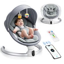 Balançoire Électrique pour Bébé avec Télécommande & Application – Harnais 5 Poin
