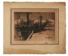 Feudel ardent Arthur (1857-1929) paysage marin bord de mer daté 1913