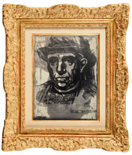 LIONEL FLOCH (1895-1972) RARE BOIS GRAVE PORTRAIT DE BRETON