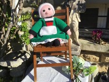 ANCIENNE BÉCASSINE EN TISSU et tricot main  jupon dentelle 43cm poupée