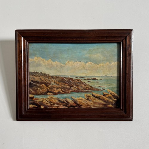 Huile représentant côte - huile, la