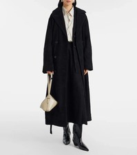 Trench femme en cuir daim bleu