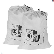 Maishijie Lot de 2 sacs à linge robustes en toile de coton, 45 x 65 cm, très d