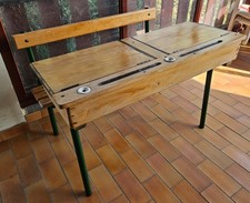 Bureau écolier vintage 2 places