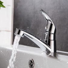 Robinet d'eau froide simple chromé pour lavabo de salle de bain avec matière s