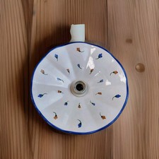 Lustre Suspension En  Céramique Blanc Ondulée avec Bord Bleu Et Décor Floral 