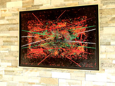 PEINTURE  ABSTRAITE  huile  sur  toile (80x60cm) beau cadre