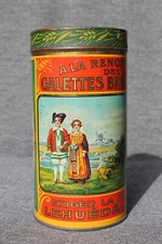 Ancienne Rare Boite Tôle Lithographiée Galettes Bretonnes Lehuédé Batz Tin Box