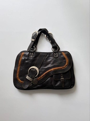Dior black gaucho leather - black,