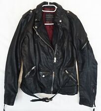Veste moto cuir noir AllSaints Valley Biker pour femme taille UK 8 US 4 ou EU 3