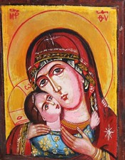 Tableau ancien huile icône